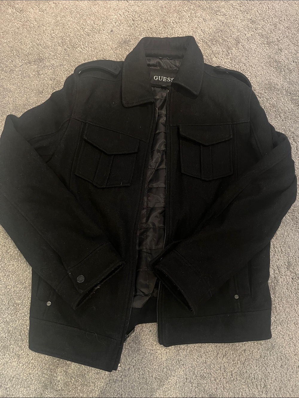 Guess Black Military-Style Field Jacket